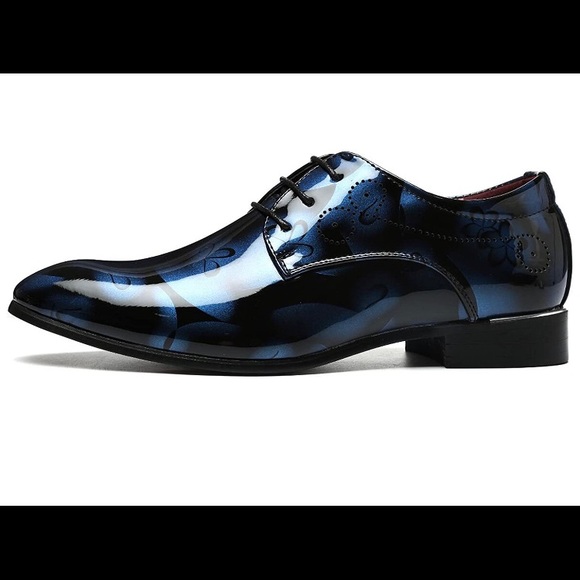 Men\'s Patent Leather Shoes Floral Oxford Shoes. main image 4